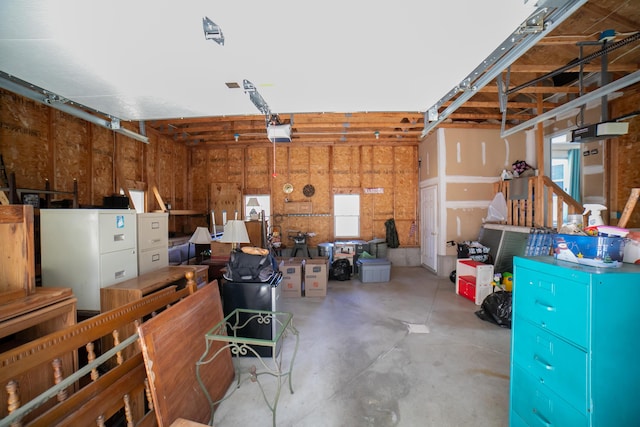 garage with a garage door opener