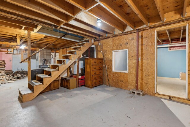 unfinished below grade area with stairway