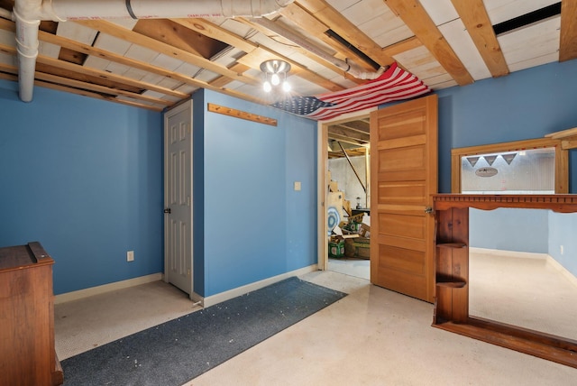 below grade area with baseboards