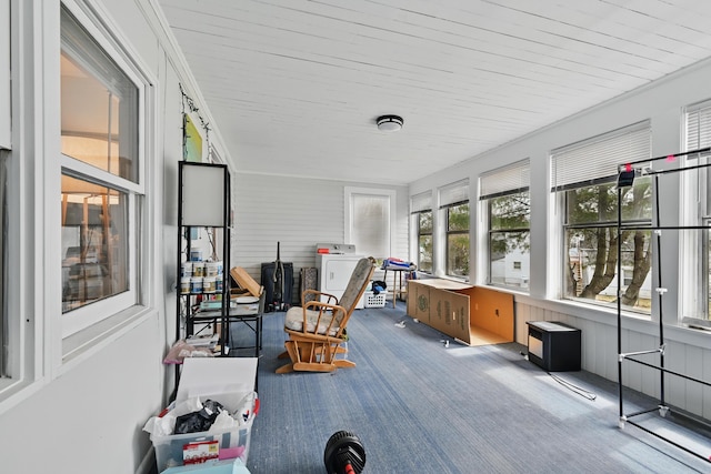 107 Northern Ave, Augusta, ME 04330 - sunroom featuring carpet floors and washer / clothes dryer