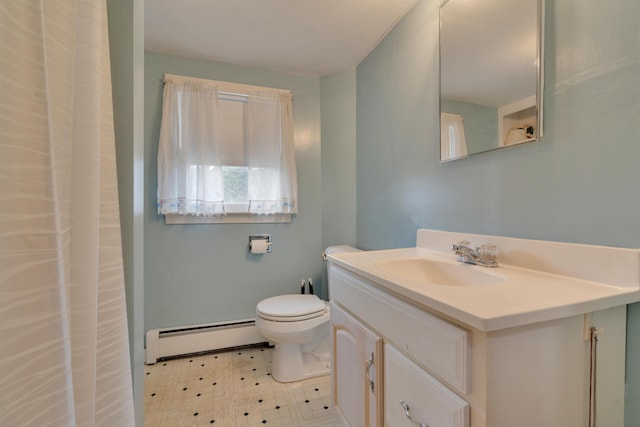 99 Ocean Park Rd, Saco, ME 04072 - full bathroom featuring baseboard heating, toilet, and vanity