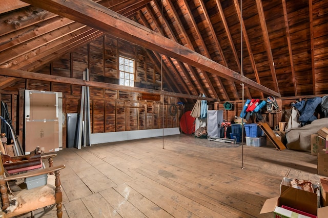 view of unfinished attic