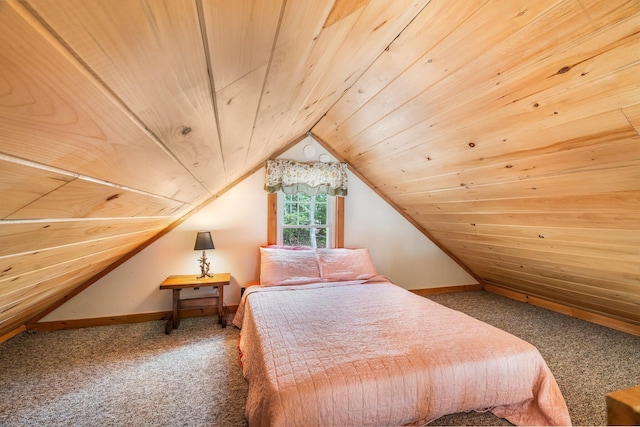 76 Cottage Shore Dr, Holden, ME 04429 - carpeted bedroom with wooden ceiling, baseboards, and vaulted ceiling