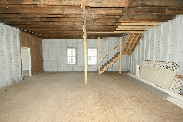 27 Church St, Livermore Falls, ME 04254 - basement featuring stairway