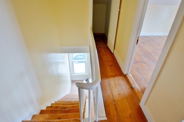 28 Cutts St, Biddeford, ME 04005 - stairway featuring wood-type flooring