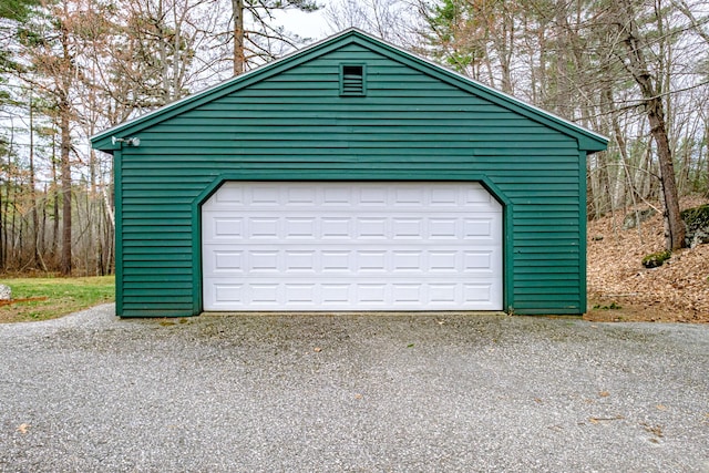 view of detached garage