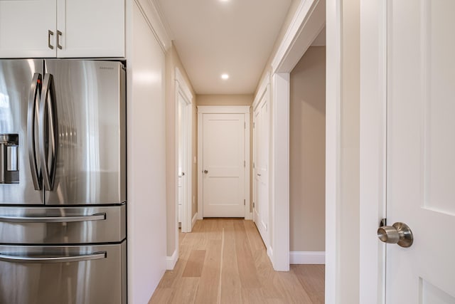 48 Highland Ave, Scarborough, ME 04074 - hallway featuring baseboards, light wood finished floors, and recessed lighting