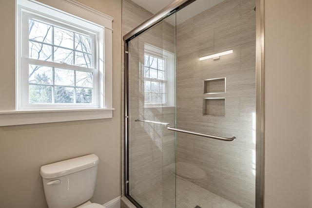 48 Highland Ave, Scarborough, ME 04074 - bathroom with a shower stall and toilet