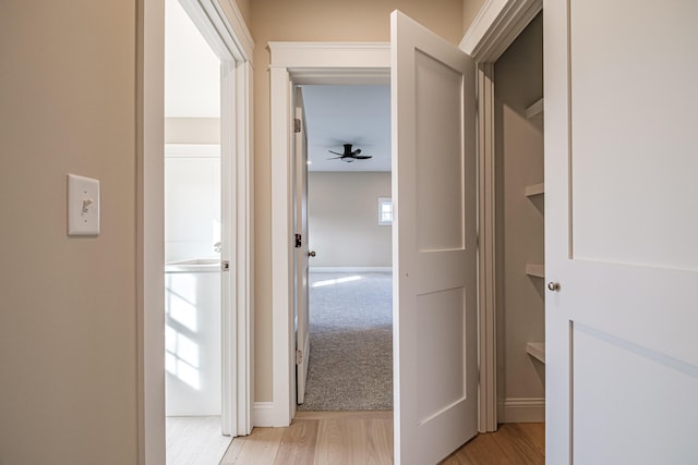 48 Highland Ave, Scarborough, ME 04074 - hallway featuring baseboards and light wood-type flooring