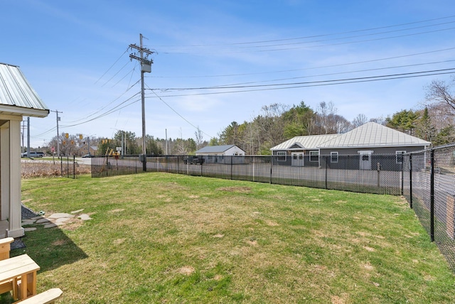 view of yard featuring a fenced backyard