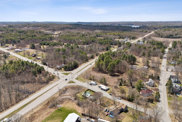 birds eye view of property with a forest view