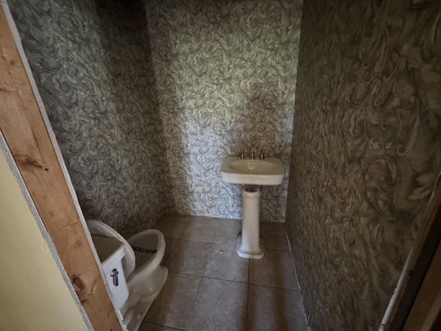11 Dragonfly Dr, Windham, ME 04062 - bathroom with tile patterned flooring, wallpapered walls, and toilet