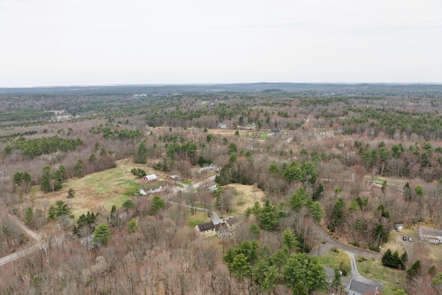 birds eye view of property with a forest view