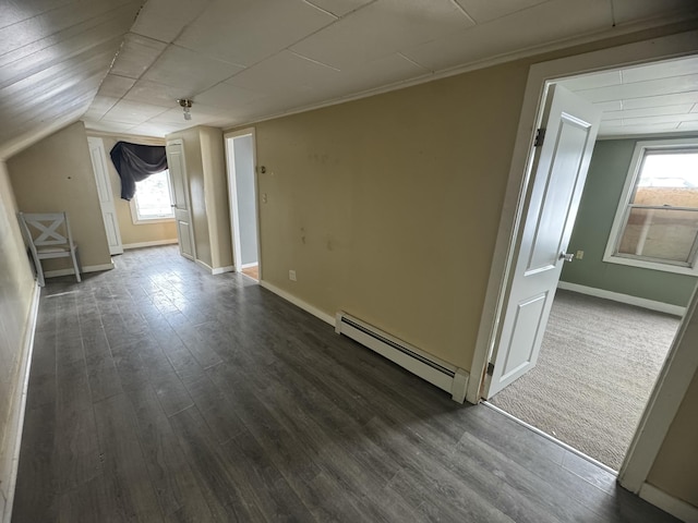 334 Main St, Madawaska, ME 04756 - bonus room featuring baseboard heating, baseboards, and dark wood-style flooring