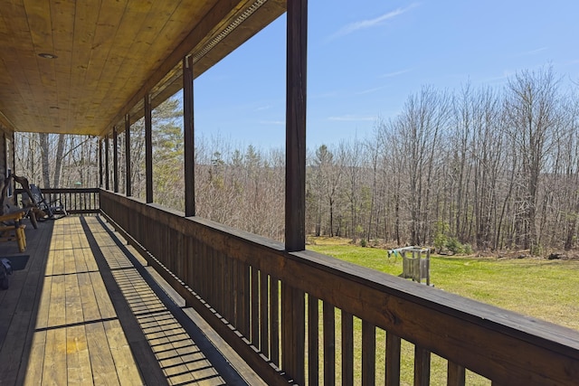 balcony with a forest view