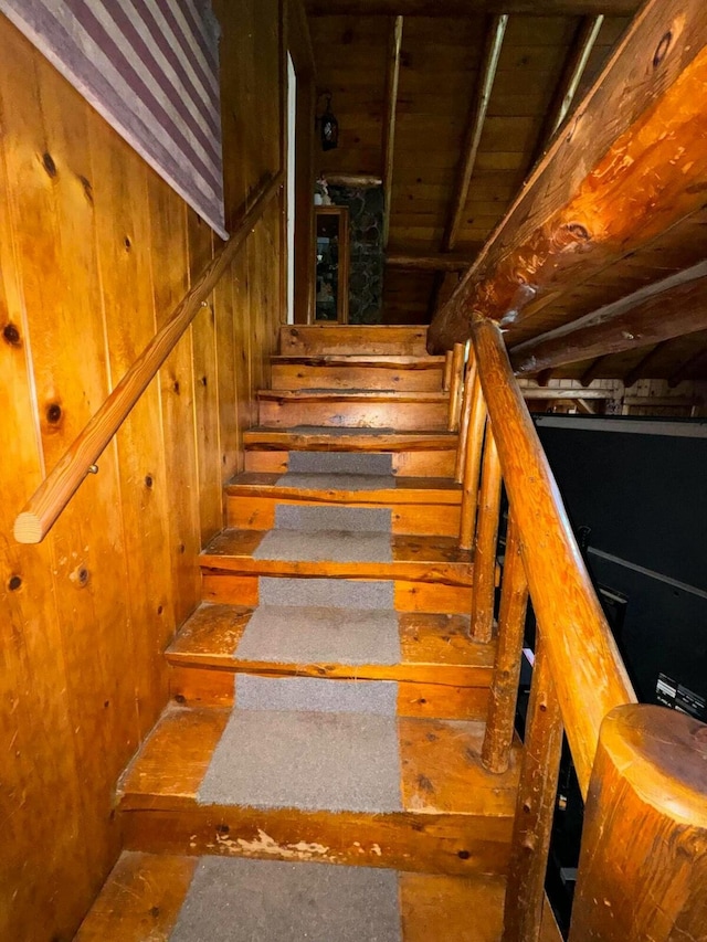 101 Mechanic St, Presque Isle, ME 04769 - stairs featuring wood walls