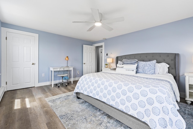 175 Beach Ave Unit 2, Kennebunk, ME 04043 - bedroom featuring baseboards, a ceiling fan, and wood finished floors