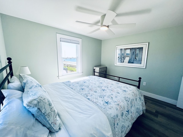 175 Beach Ave Unit 2, Kennebunk, ME 04043 - bedroom with baseboards, ceiling fan, and dark wood finished floors
