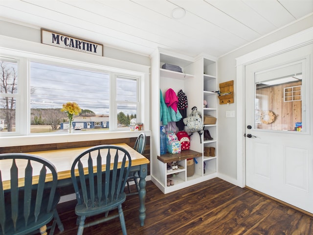 mudroom with wood finished floors