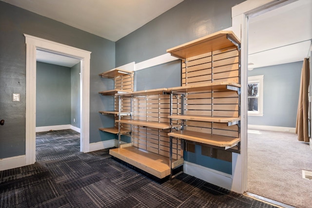 interior space featuring baseboards and carpet