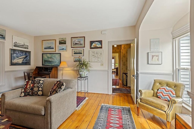 living area featuring wood-type flooring