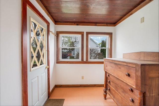 30 Munroe St, Bangor, ME 04401 - entryway featuring wooden ceiling, baseboards, and tile patterned floors