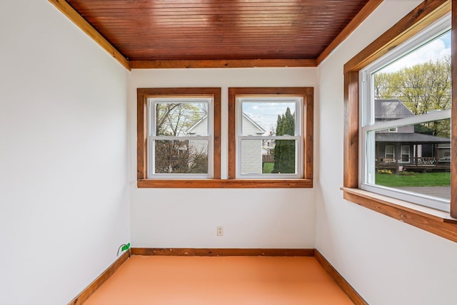 30 Munroe St, Bangor, ME 04401 - empty room featuring plenty of natural light, wood ceiling, and baseboards