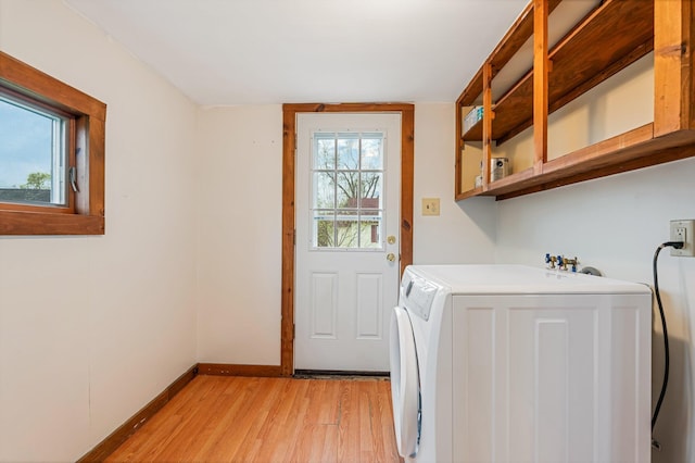 30 Munroe St, Bangor, ME 04401 - laundry room with washer / clothes dryer, light wood-type flooring, and baseboards