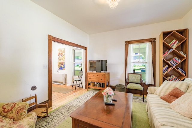 living room with wood finished floors and a wealth of natural light