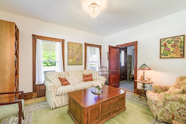 living room featuring a wealth of natural light