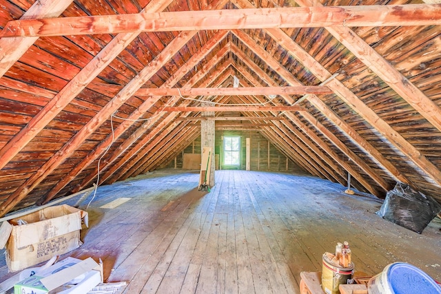 view of unfinished attic