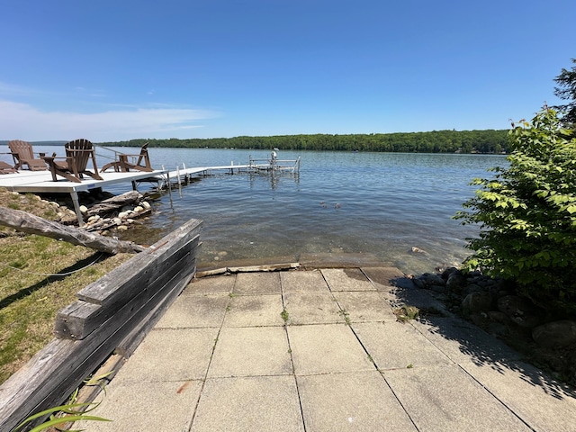 dock area with a water view