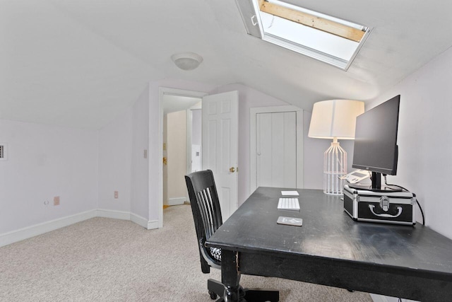 59 Brigham St, South Portland, ME 04106 - carpeted office space featuring baseboards and vaulted ceiling with skylight