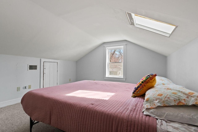 59 Brigham St, South Portland, ME 04106 - bedroom with visible vents, vaulted ceiling, carpet floors, and baseboards