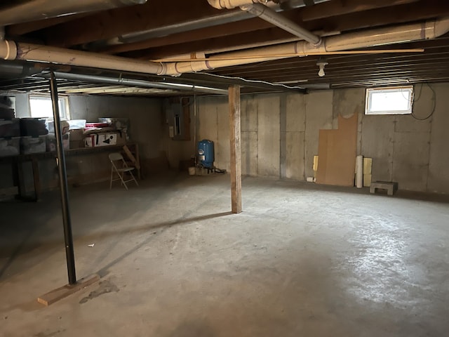 basement featuring electric panel