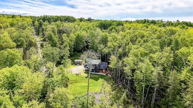 aerial view featuring a forest view