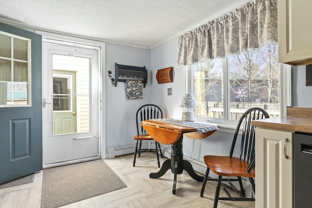 dining area featuring ornamental molding