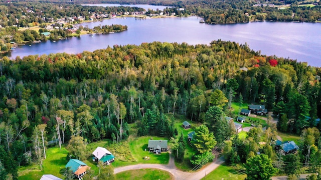 90 Manor Dr, Rangeley, ME 04970 - bird's eye view featuring a wooded view and a water view