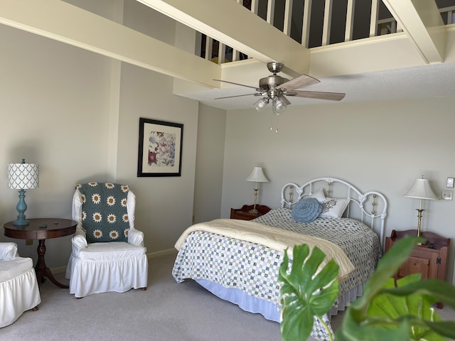 carpeted bedroom featuring a ceiling fan