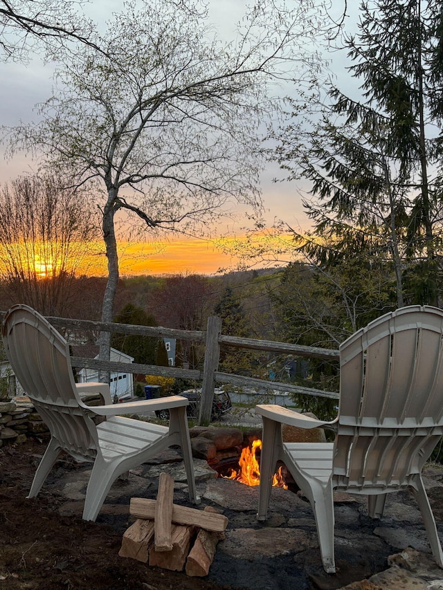 exterior space featuring a fire pit