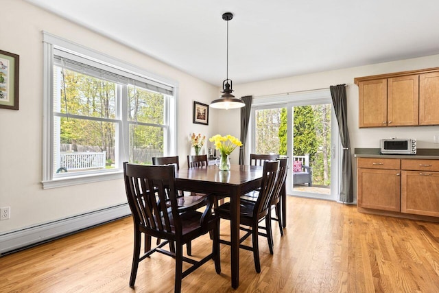 134 Yale St, Portland, ME 04103 - dining area with light wood-style flooring and baseboard heating