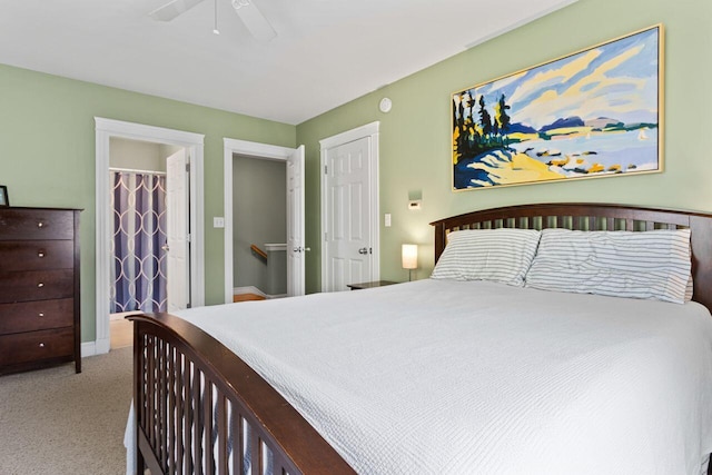 134 Yale St, Portland, ME 04103 - bedroom featuring light carpet, ceiling fan, and baseboards