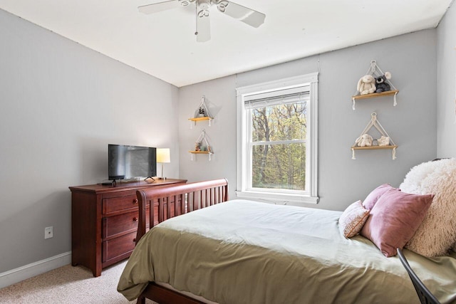 134 Yale St, Portland, ME 04103 - bedroom featuring light carpet, baseboards, and a ceiling fan