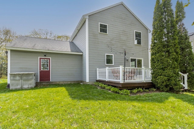 134 Yale St, Portland, ME 04103 - rear view of property with a wooden deck and a lawn