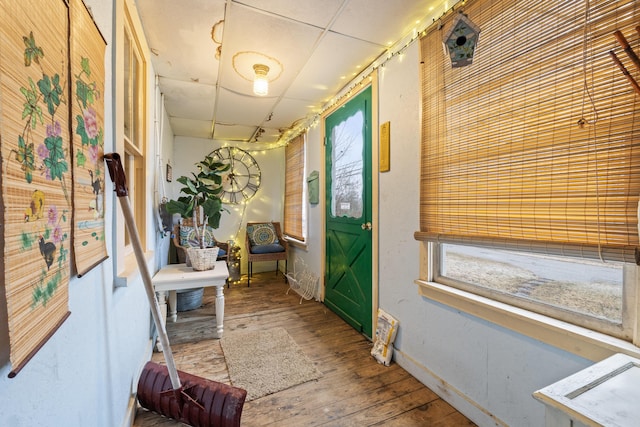 hall with hardwood / wood-style flooring