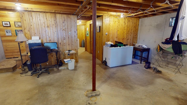 86 Webb Cove Dr, Lowell, ME 04493 - unfinished basement featuring wood walls