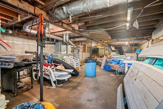 unfinished below grade area with water heater