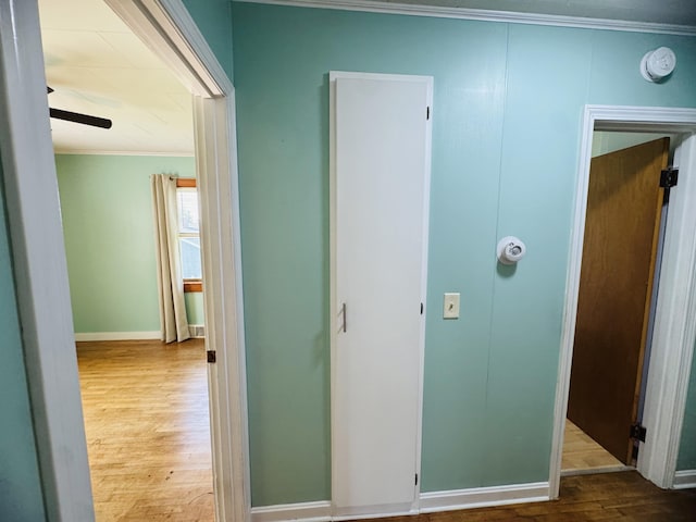 10 Laurette Cir, Caribou, ME 04736 - hallway with crown molding, wood finished floors, and baseboards