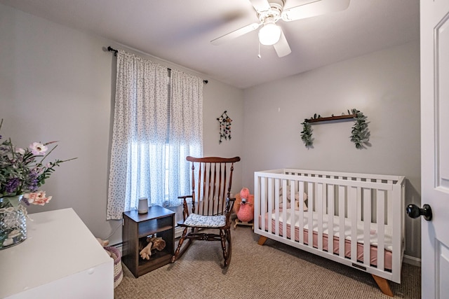 11 Sunny Brook Cir, Waterboro, ME 04061 - bedroom featuring carpet flooring, a ceiling fan, and a nursery area