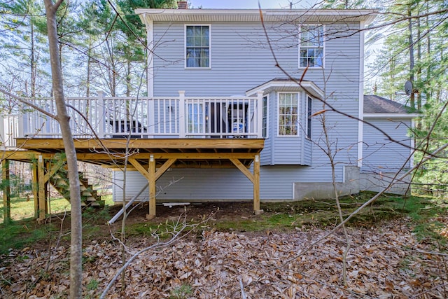 11 Sunny Brook Cir, Waterboro, ME 04061 - back of house featuring a chimney and a deck